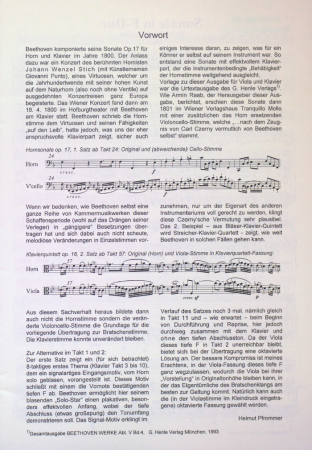 Sonate F-dur, op. 17, für Horn und Klavier, arrangiert für Bratsche und Klavier